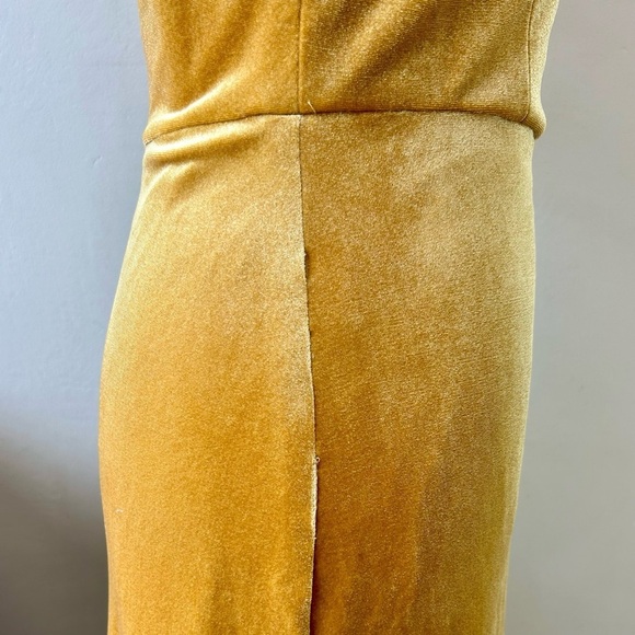 Jenny Yoo Gold Velvet Maxi Dress - Picture 9 of 12